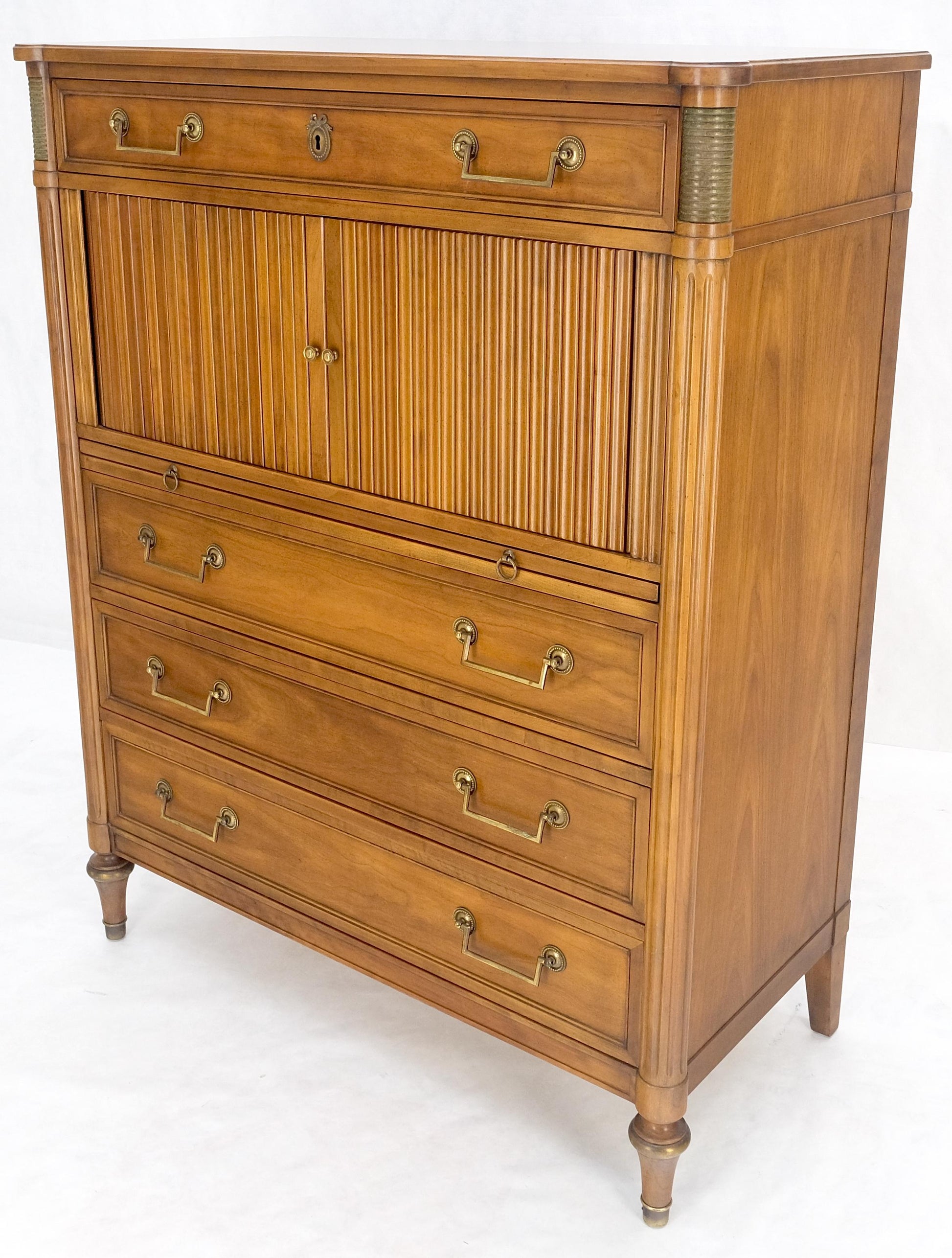 EstablishedLines Fruitwood Regency Style Tambour Doors Compartment High Boy Gentleman Chest MINT!