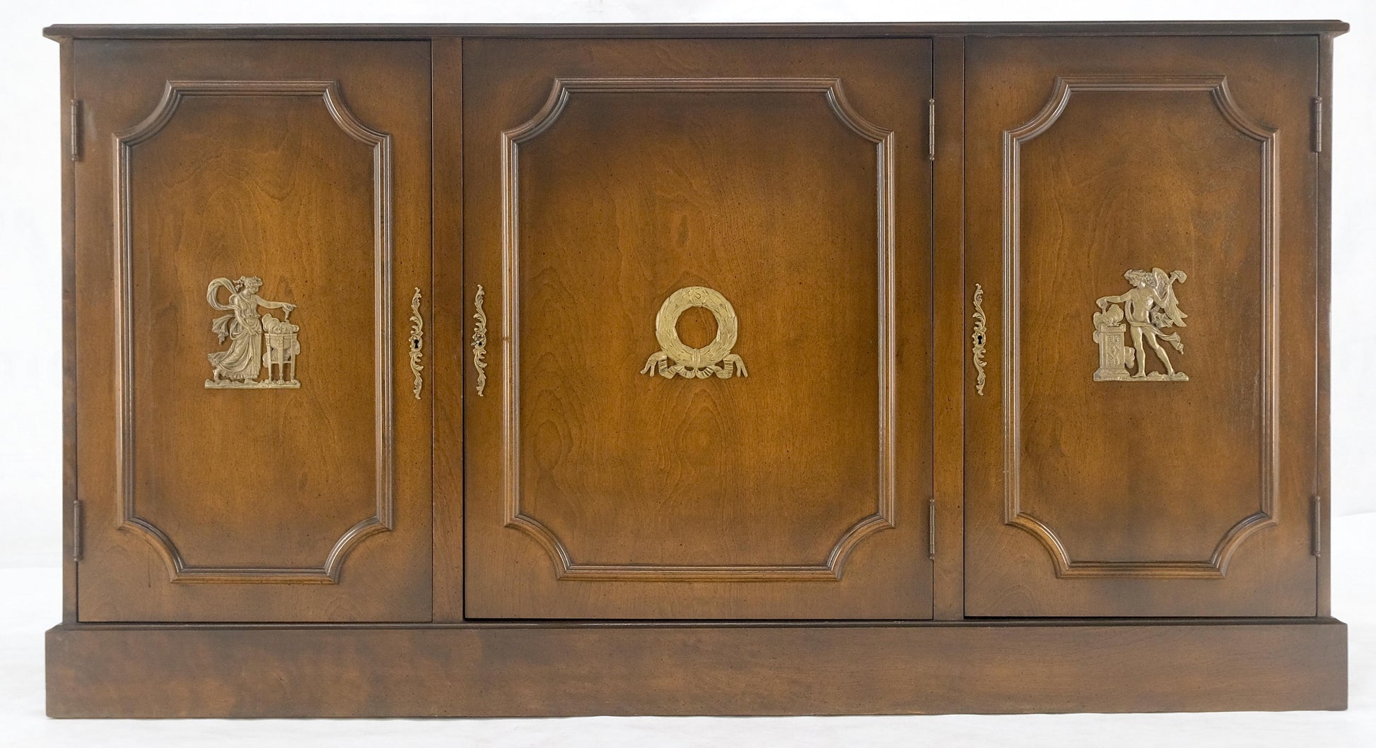 EstablishedLines Finished BACK Bronze Mounts Three Door 4 Drawers Sideboard Credenza Cabinet MINT