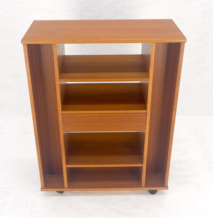 EstablishedLines Danish Mid Century Modern 1970s Teak Bookcase Entertainment Center on Wheels
