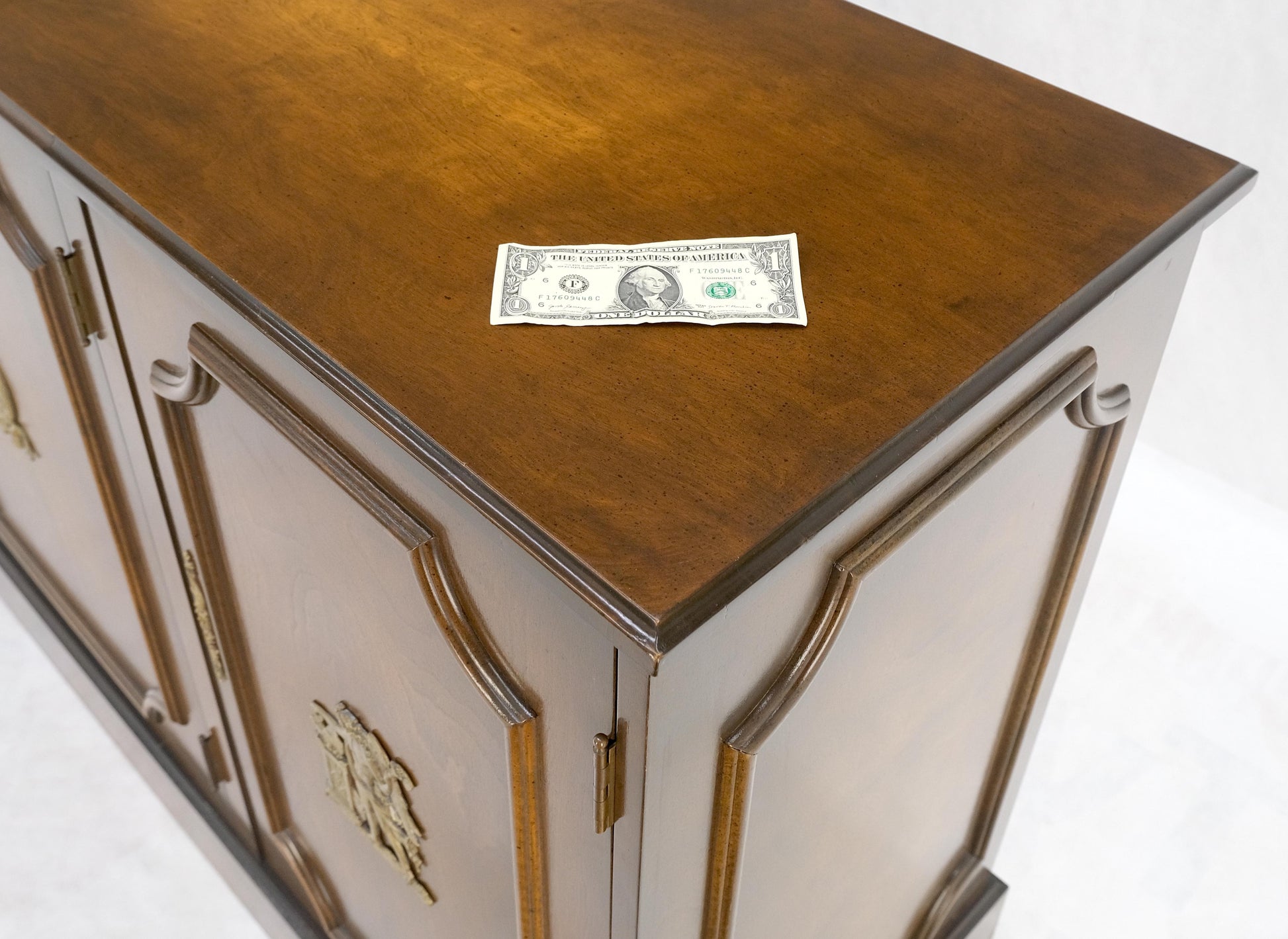 EstablishedLines Finished BACK Bronze Mounts Three Door 4 Drawers Sideboard Credenza Cabinet MINT