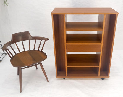 EstablishedLines Danish Mid Century Modern 1970s Teak Bookcase Entertainment Center on Wheels