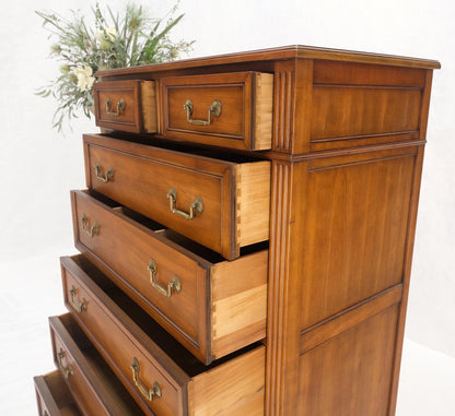 EstablishedLines Kindel 7 Drawers Fruitwood Heavy Brass Drop Pulls High Chest Tall Dresser Mint!