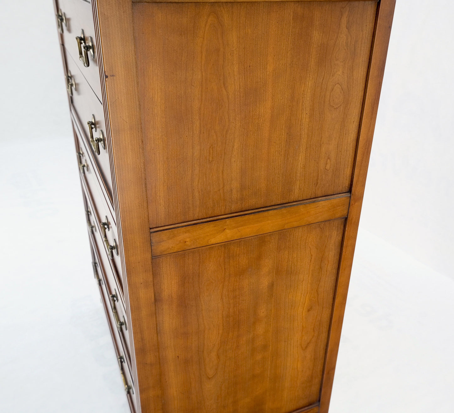 EstablishedLines Kindel 7 Drawers Fruitwood Heavy Brass Drop Pulls High Chest Tall Dresser Mint!