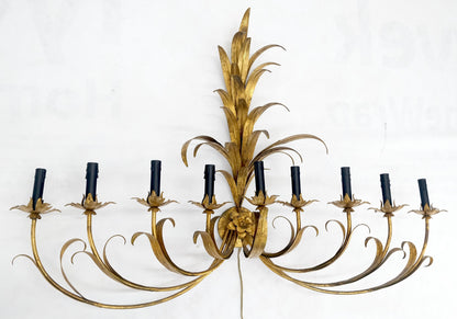 EstablishedLines 9 "Candles" Light Gilt Metal Sheaf of Leaves Motive Italian Wall Sconce MINT!