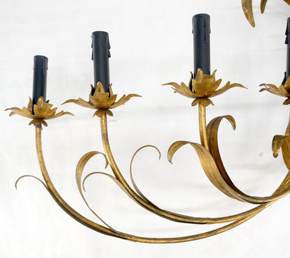 EstablishedLines 9 "Candles" Light Gilt Metal Sheaf of Leaves Motive Italian Wall Sconce MINT!