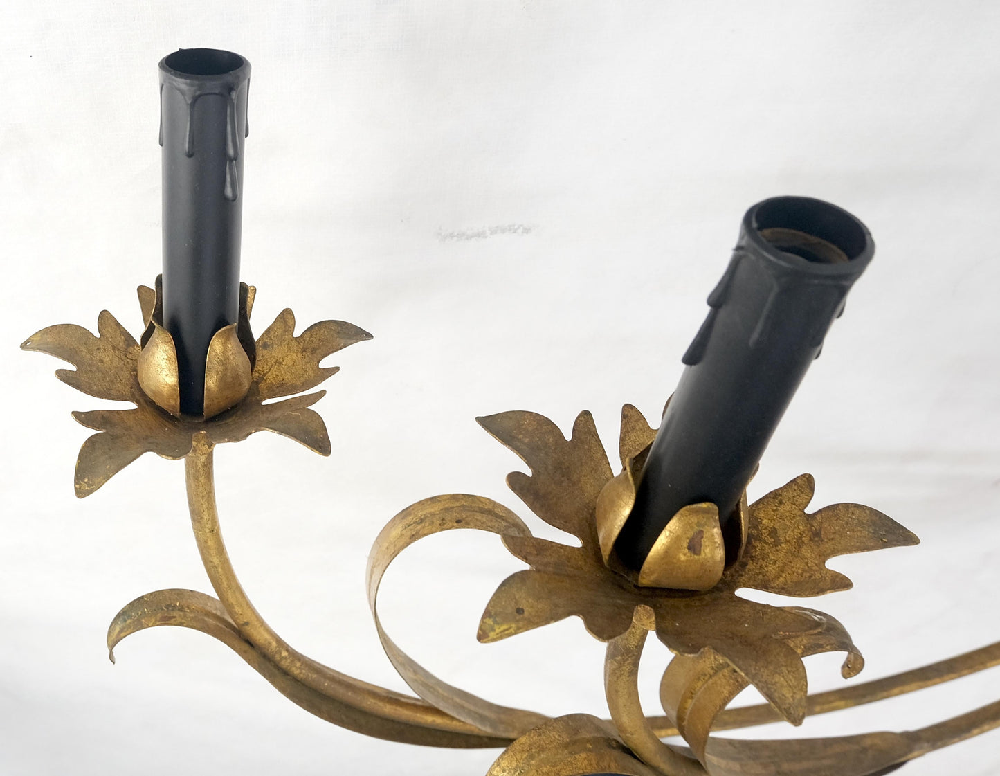 EstablishedLines 9 "Candles" Light Gilt Metal Sheaf of Leaves Motive Italian Wall Sconce MINT!
