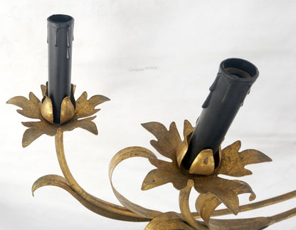 EstablishedLines 9 "Candles" Light Gilt Metal Sheaf of Leaves Motive Italian Wall Sconce MINT!