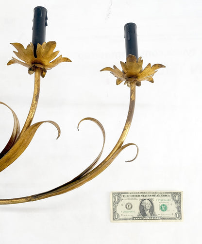 EstablishedLines 9 "Candles" Light Gilt Metal Sheaf of Leaves Motive Italian Wall Sconce MINT!