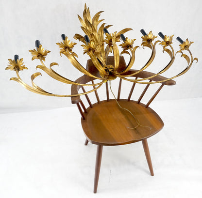 EstablishedLines 9 "Candles" Light Gilt Metal Sheaf of Leaves Motive Italian Wall Sconce MINT!