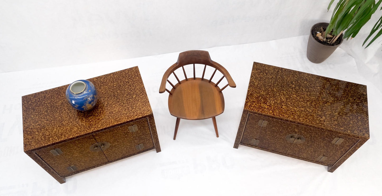 EstablishedLines Pair Faux Gold Tortoise Heavy Brass Pulls Two Door Credenzas Dresser Mint!