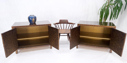 EstablishedLines Pair Faux Gold Tortoise Heavy Brass Pulls Two Door Credenzas Dresser Mint!