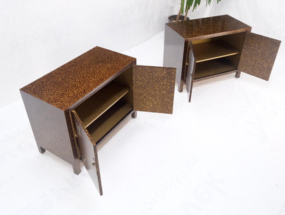 EstablishedLines Pair Faux Gold Tortoise Heavy Brass Pulls Two Door Credenzas Dresser Mint!