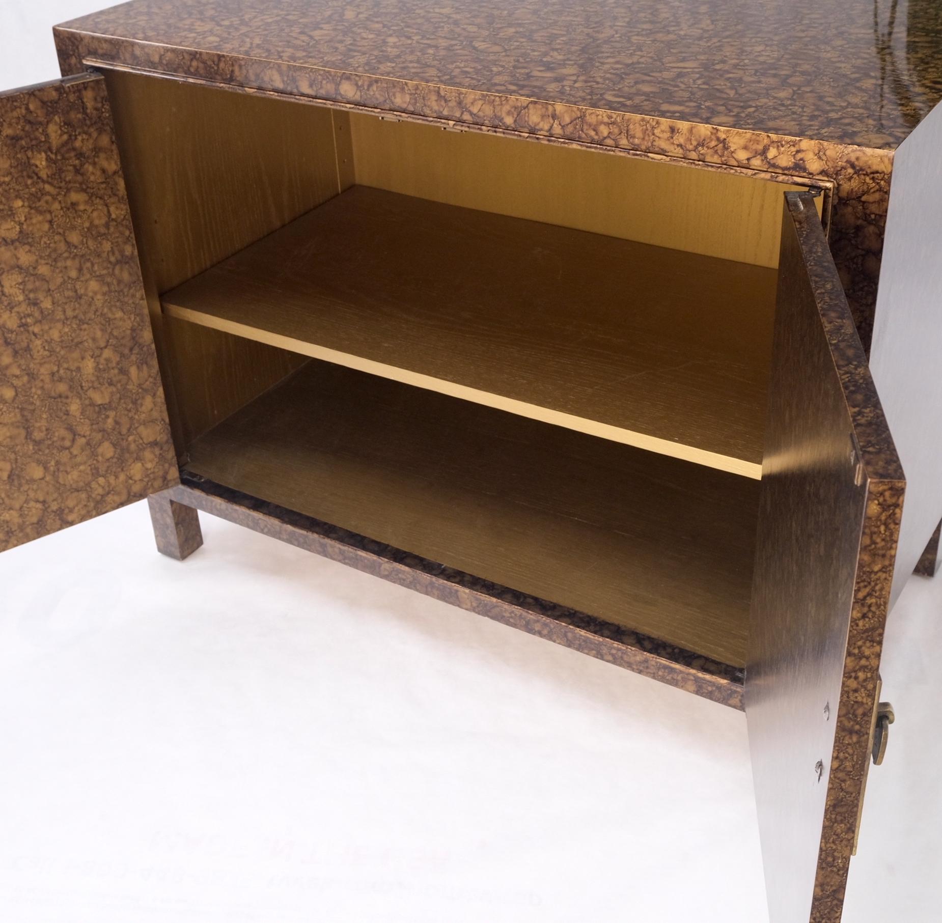 EstablishedLines Pair Faux Gold Tortoise Heavy Brass Pulls Two Door Credenzas Dresser Mint!