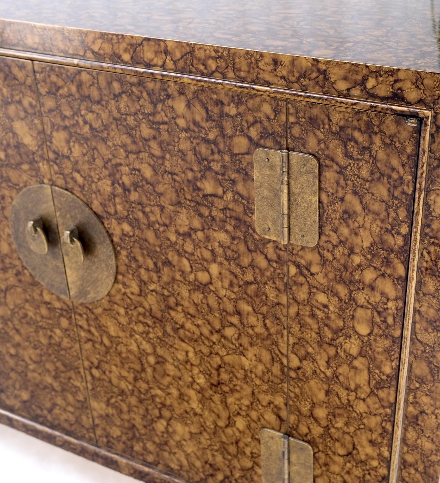 EstablishedLines Pair Faux Gold Tortoise Heavy Brass Pulls Two Door Credenzas Dresser Mint!