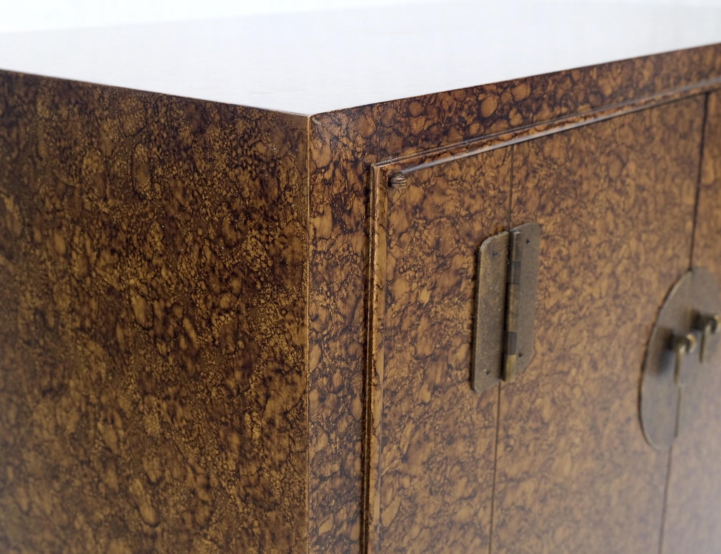 EstablishedLines Pair Faux Gold Tortoise Heavy Brass Pulls Two Door Credenzas Dresser Mint!