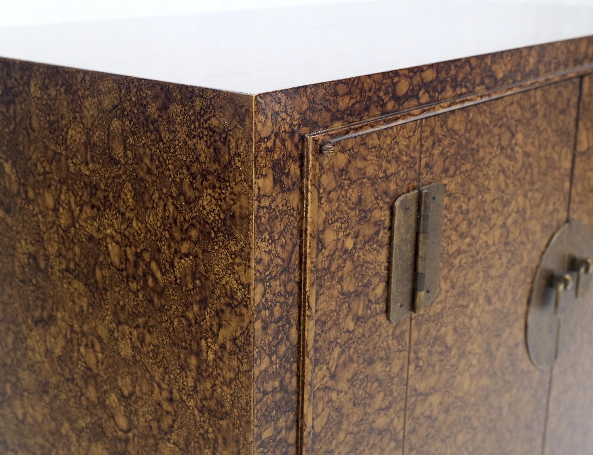 EstablishedLines Pair Faux Gold Tortoise Heavy Brass Pulls Two Door Credenzas Dresser Mint!