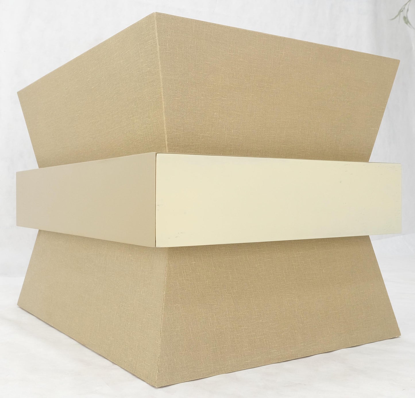 EstablishedLines Linen Wrapped Ernest C. Masi "Sheaf of Wheet" Shape One Drawer End Table MINT