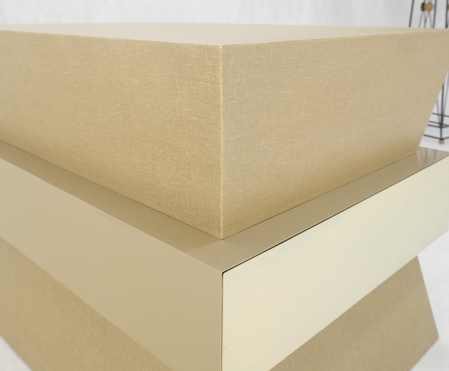 EstablishedLines Linen Wrapped Ernest C. Masi "Sheaf of Wheet" Shape One Drawer End Table MINT
