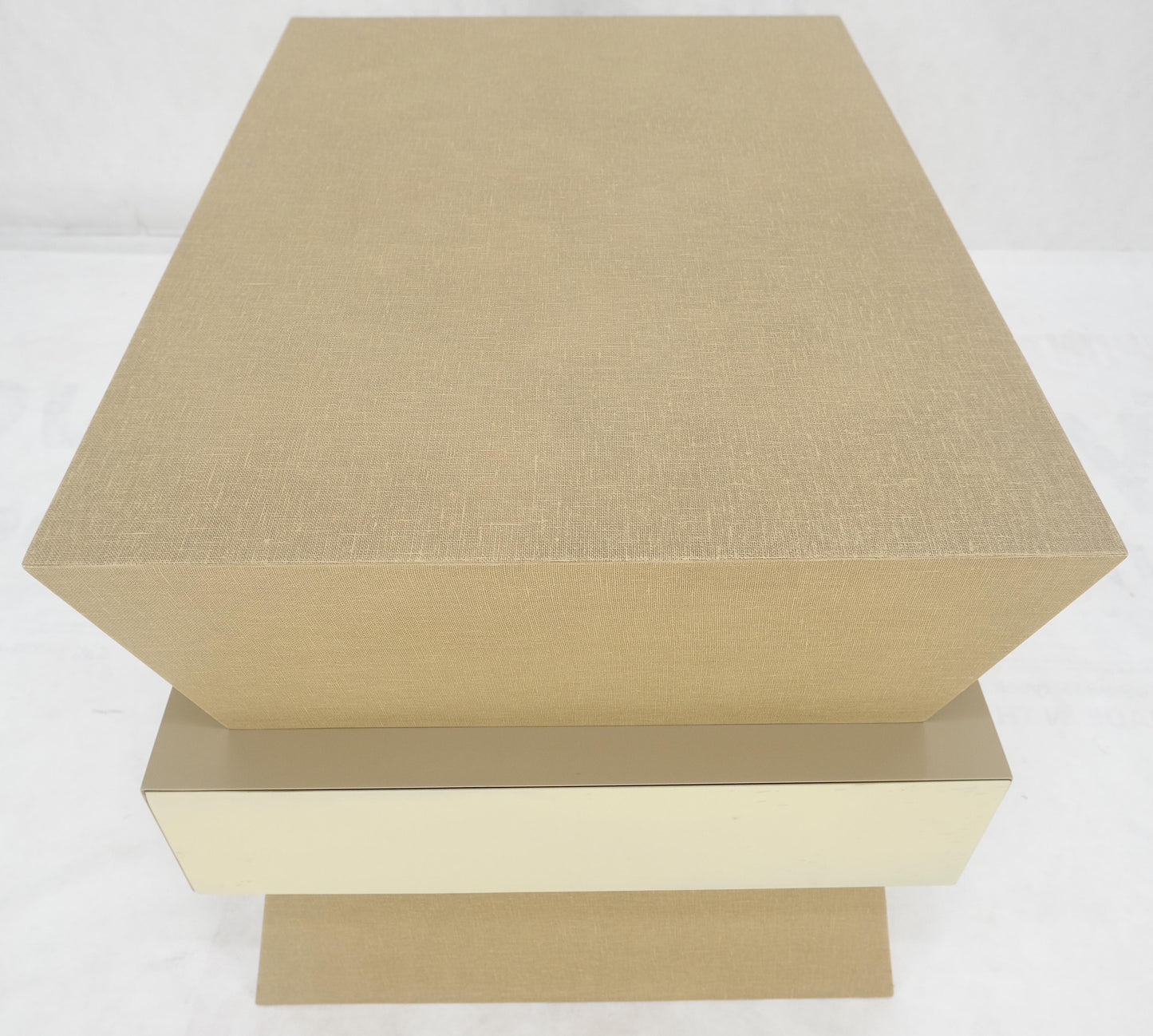 EstablishedLines Linen Wrapped Ernest C. Masi "Sheaf of Wheet" Shape One Drawer End Table MINT
