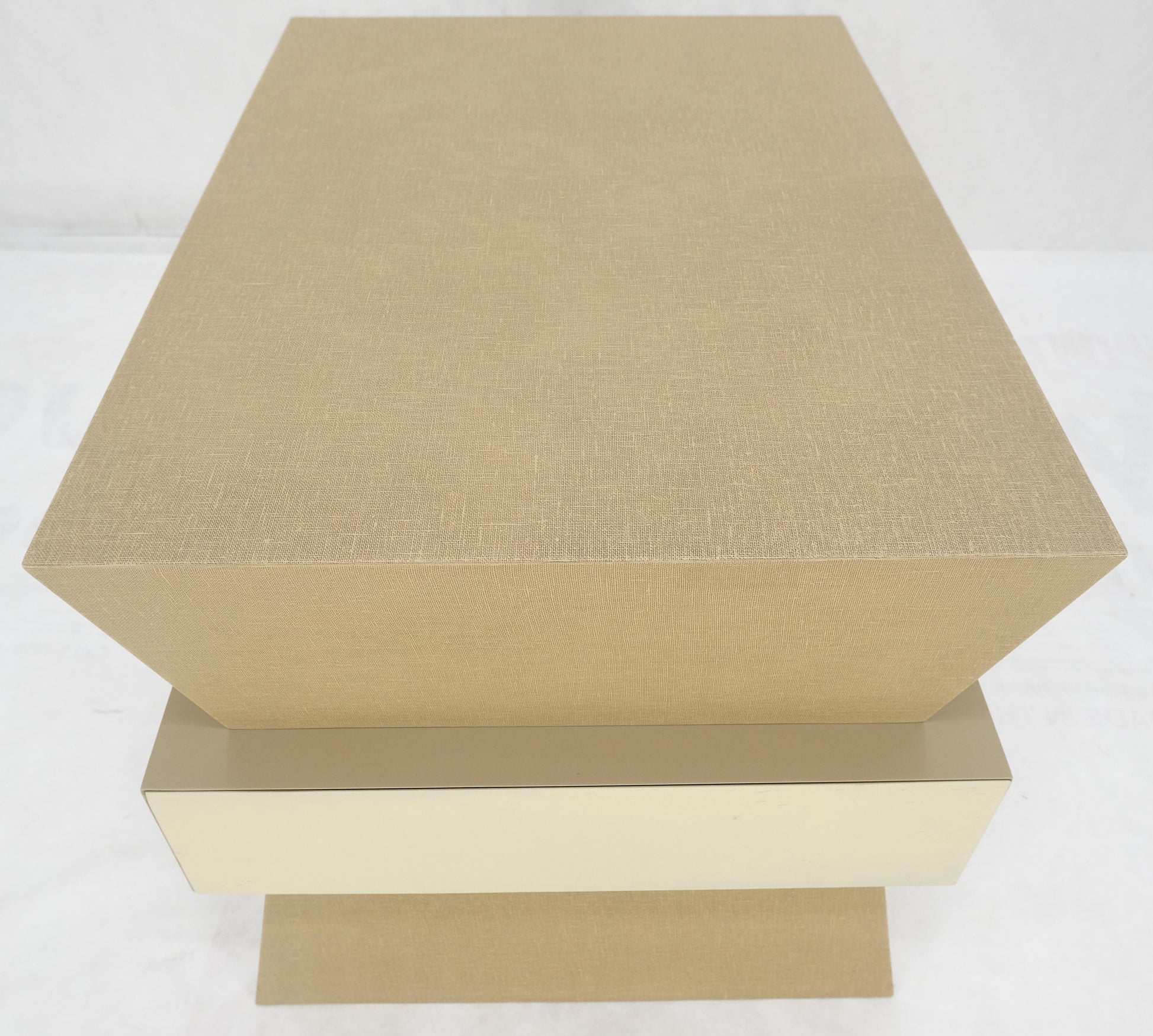 EstablishedLines Linen Wrapped Ernest C. Masi "Sheaf of Wheet" Shape One Drawer End Table MINT