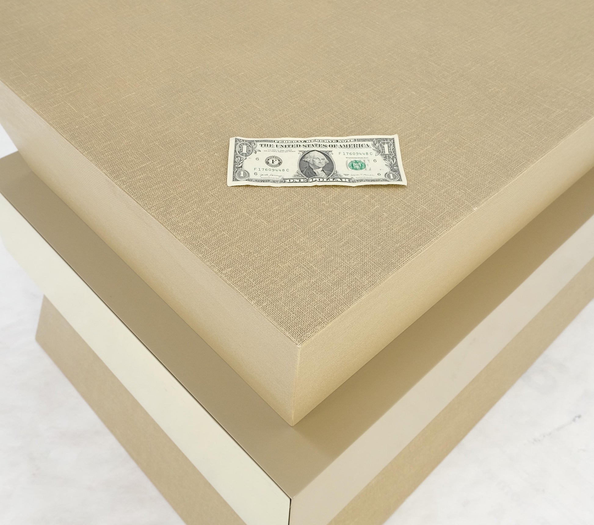 EstablishedLines Linen Wrapped Ernest C. Masi "Sheaf of Wheet" Shape One Drawer End Table MINT