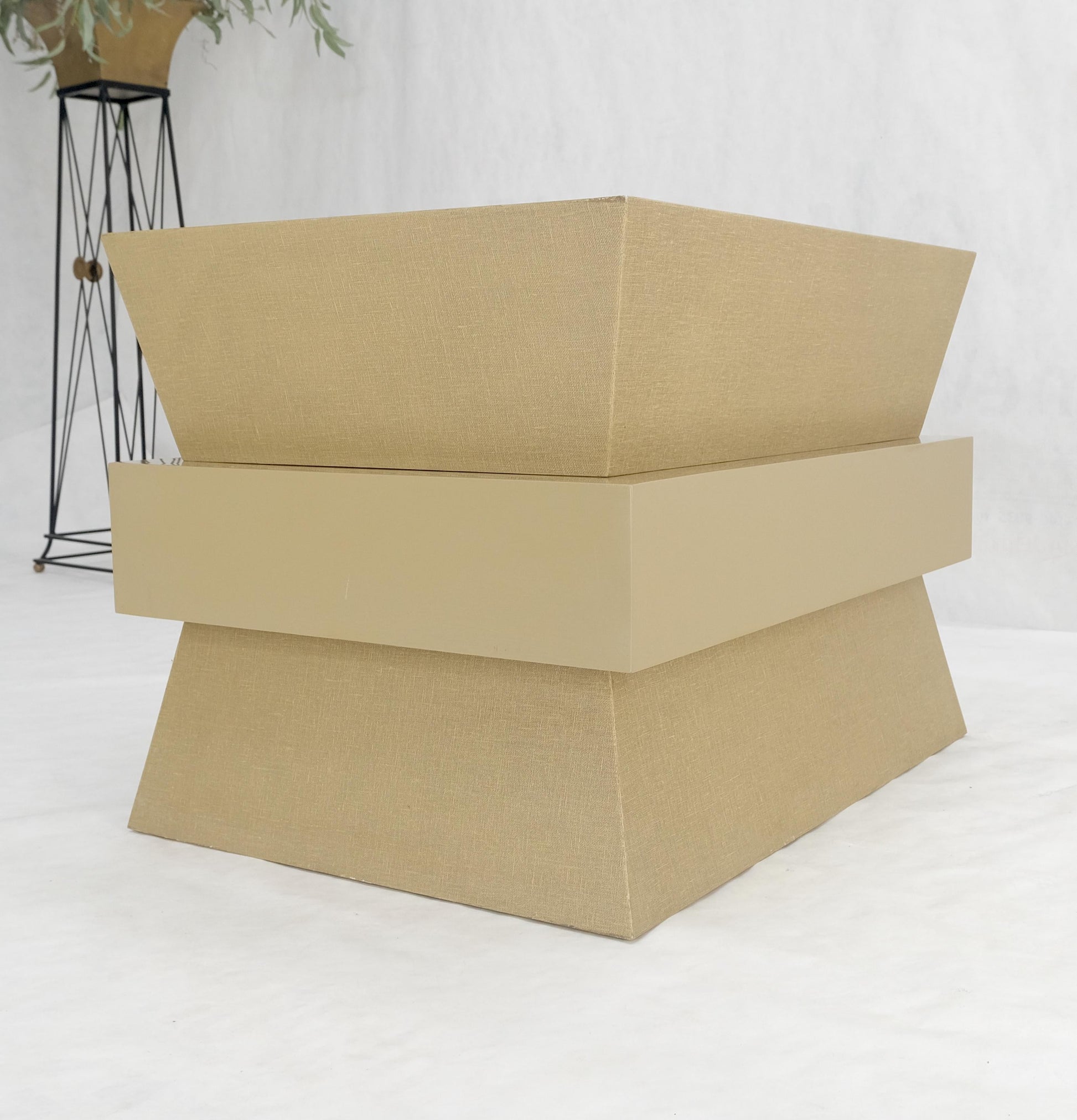 EstablishedLines Linen Wrapped Ernest C. Masi "Sheaf of Wheet" Shape One Drawer End Table MINT