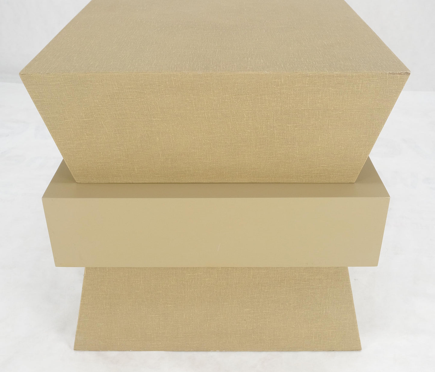 EstablishedLines Linen Wrapped Ernest C. Masi "Sheaf of Wheet" Shape One Drawer End Table MINT