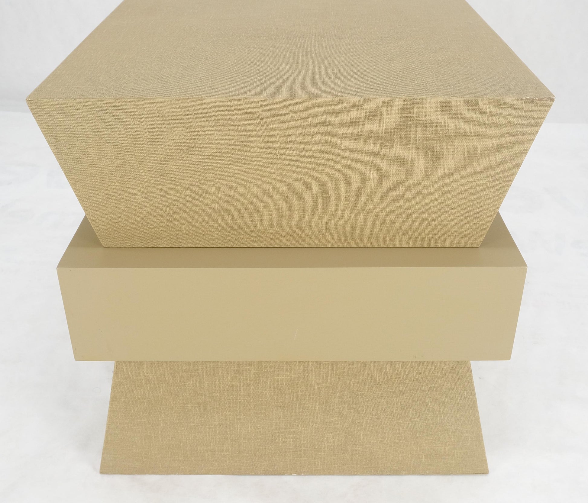 EstablishedLines Linen Wrapped Ernest C. Masi "Sheaf of Wheet" Shape One Drawer End Table MINT