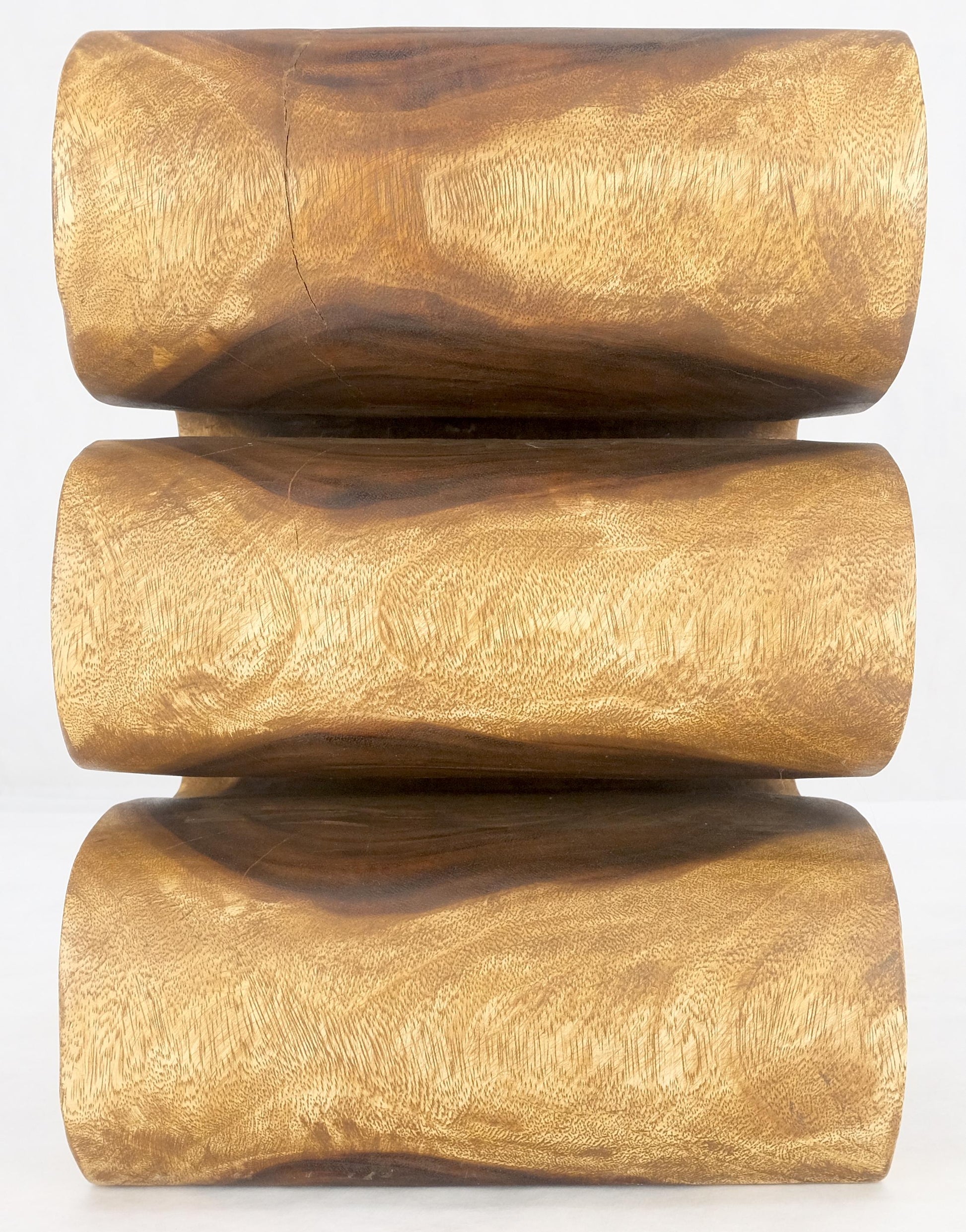 EstablishedLines Snake Shape One Piece Carved Solid Walnut Square Top Stool Side Table Stand MINT