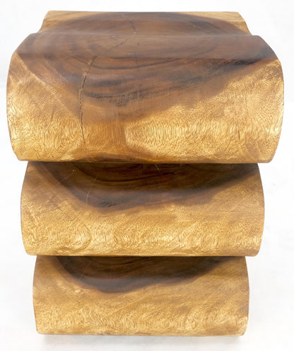 EstablishedLines Snake Shape One Piece Carved Solid Walnut Square Top Stool Side Table Stand MINT