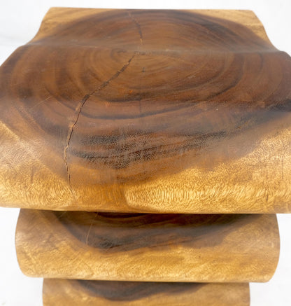 EstablishedLines Snake Shape One Piece Carved Solid Walnut Square Top Stool Side Table Stand MINT