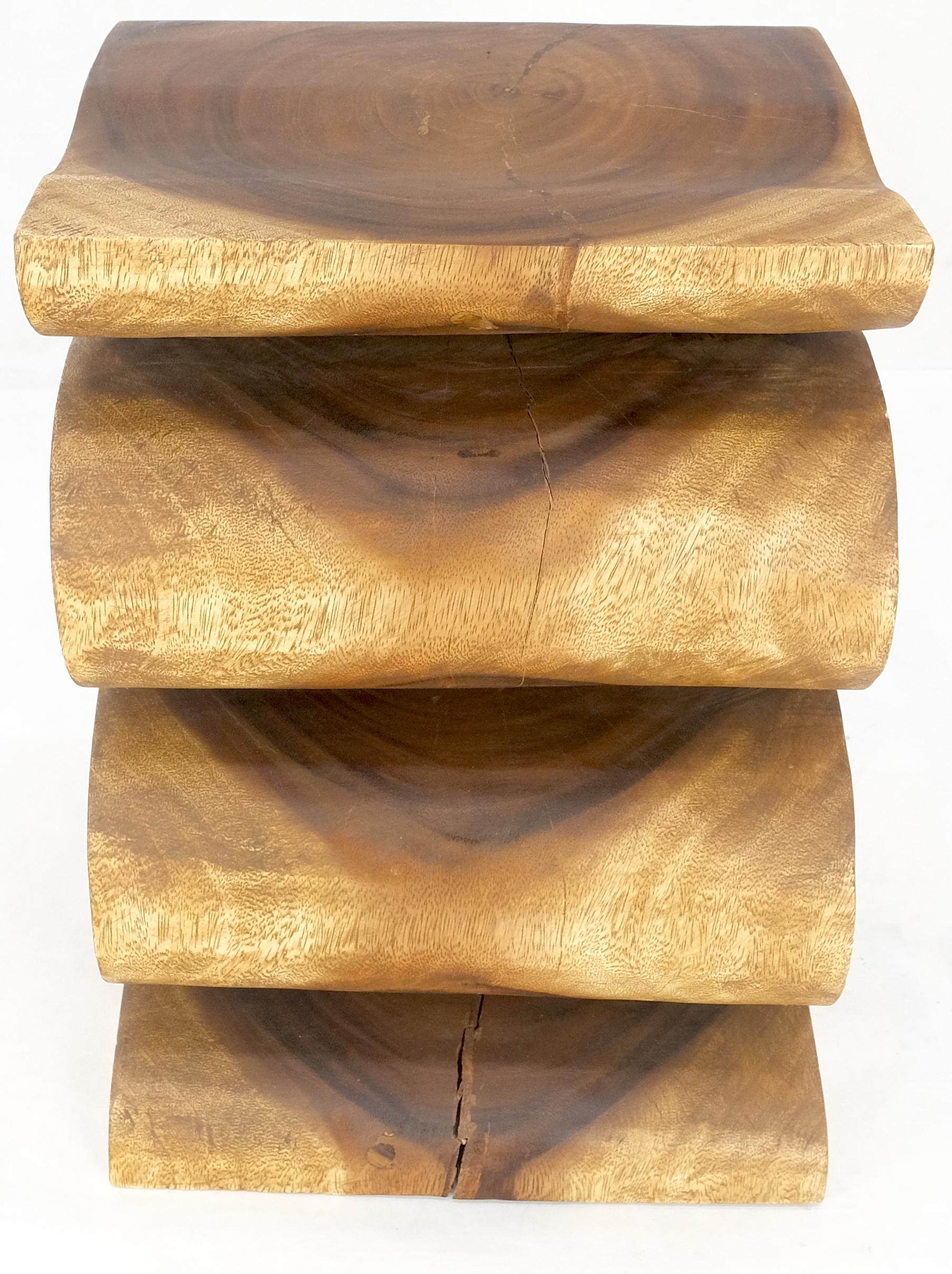 EstablishedLines Snake Shape One Piece Carved Solid Walnut Square Top Stool Side Table Stand MINT