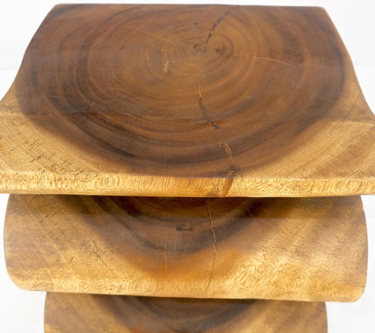 EstablishedLines Snake Shape One Piece Carved Solid Walnut Square Top Stool Side Table Stand MINT