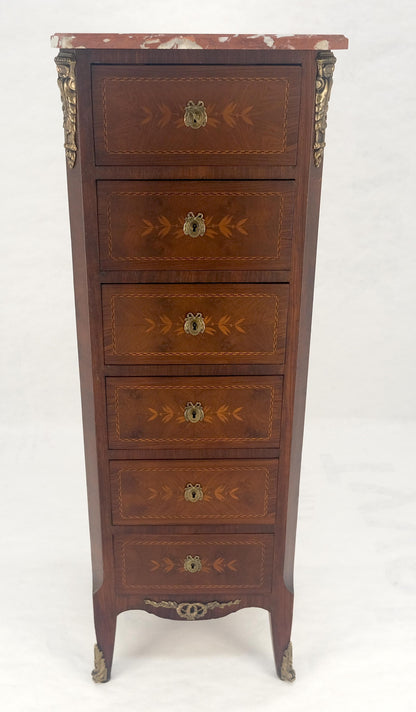 EstablishedLines Rouge Marble Top 6 Drawers w/ Dovetails French Louis XV Lingerie Chest Dresser