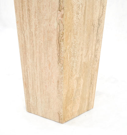 EstablishedLines Hexagon Italian Travertine Base Glass Rond Top Mid-Century Modern Dining Table