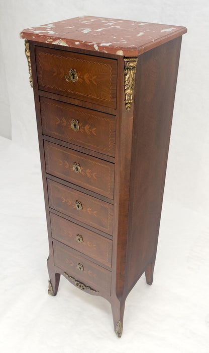 EstablishedLines Rouge Marble Top 6 Drawers w/ Dovetails French Louis XV Lingerie Chest Dresser