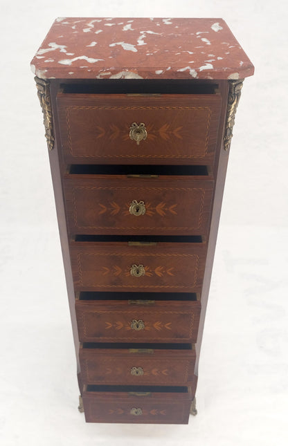 EstablishedLines Rouge Marble Top 6 Drawers w/ Dovetails French Louis XV Lingerie Chest Dresser