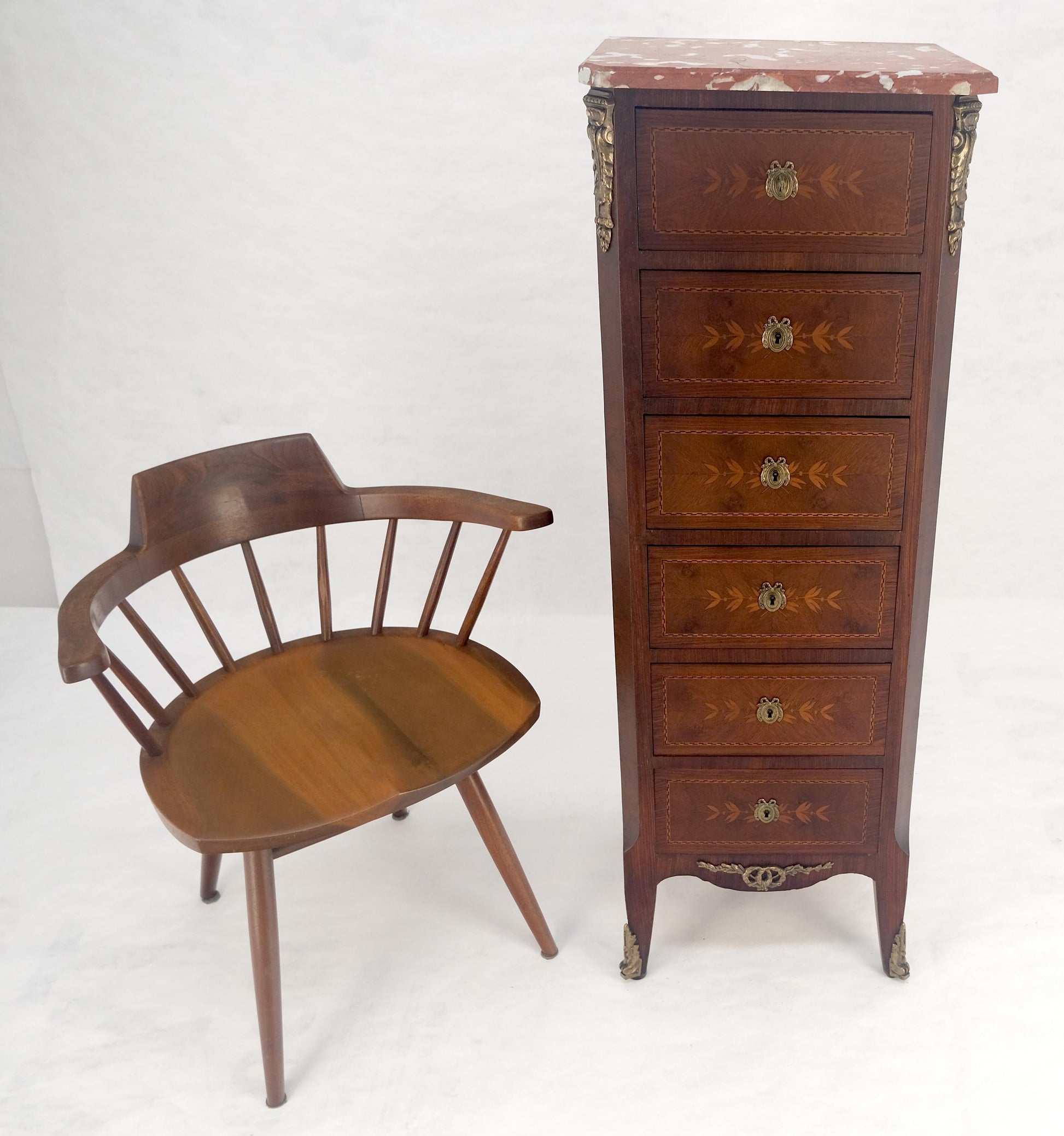 EstablishedLines Rouge Marble Top 6 Drawers w/ Dovetails French Louis XV Lingerie Chest Dresser