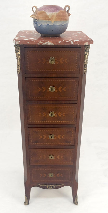 EstablishedLines Rouge Marble Top 6 Drawers w/ Dovetails French Louis XV Lingerie Chest Dresser