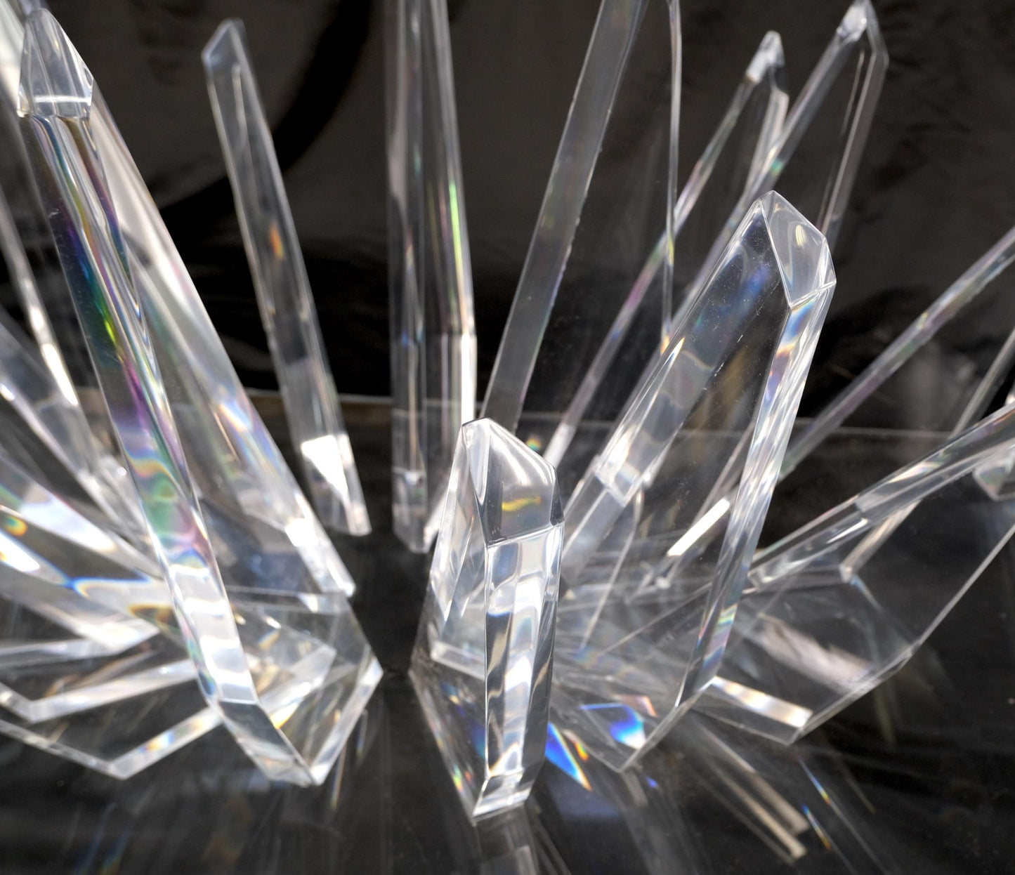 EstablishedLines Lucite "Ice Crystals" Base Rectangle Glass Top Mid-Century Modern Coffee Table