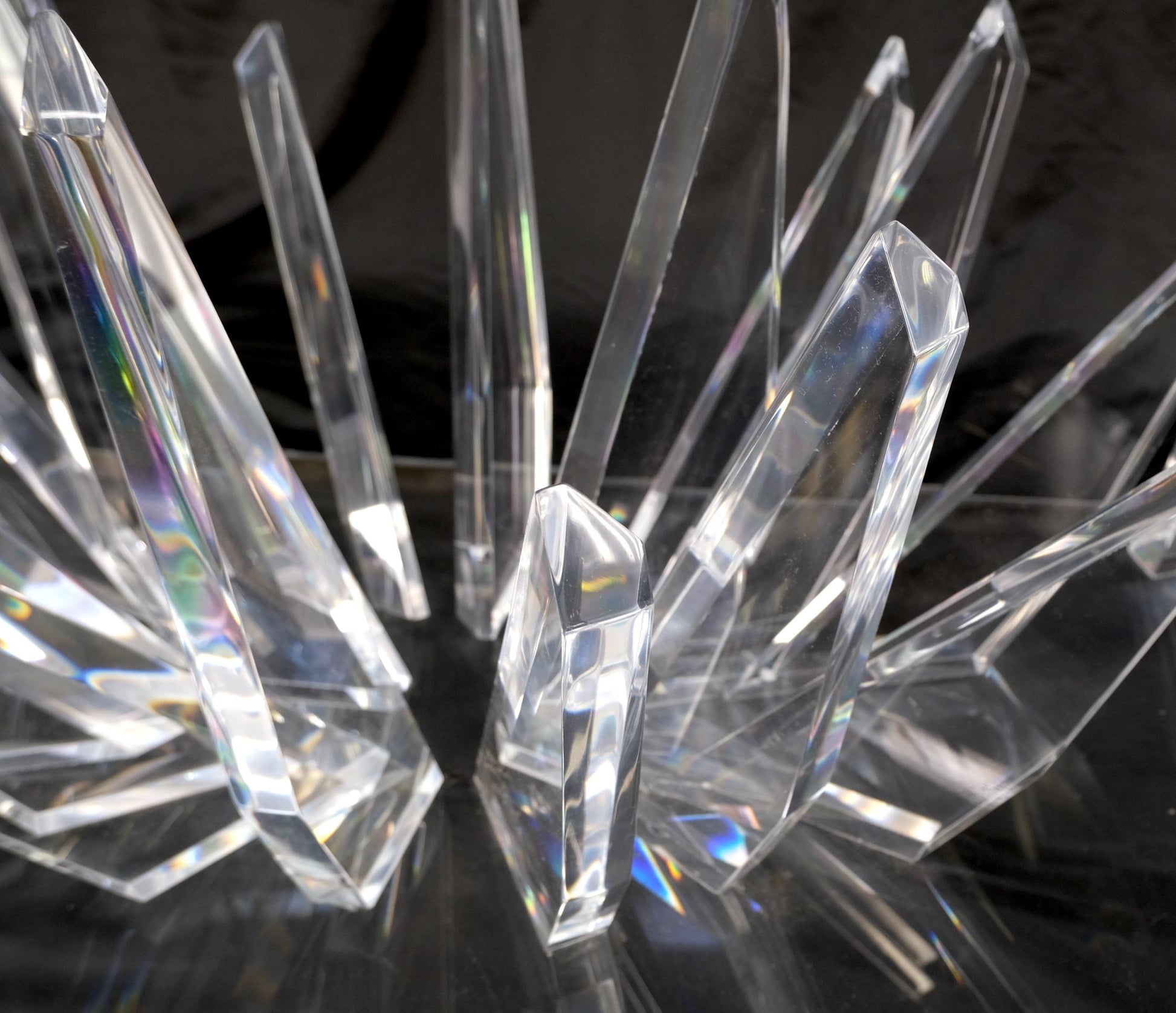 EstablishedLines Lucite "Ice Crystals" Base Rectangle Glass Top Mid-Century Modern Coffee Table