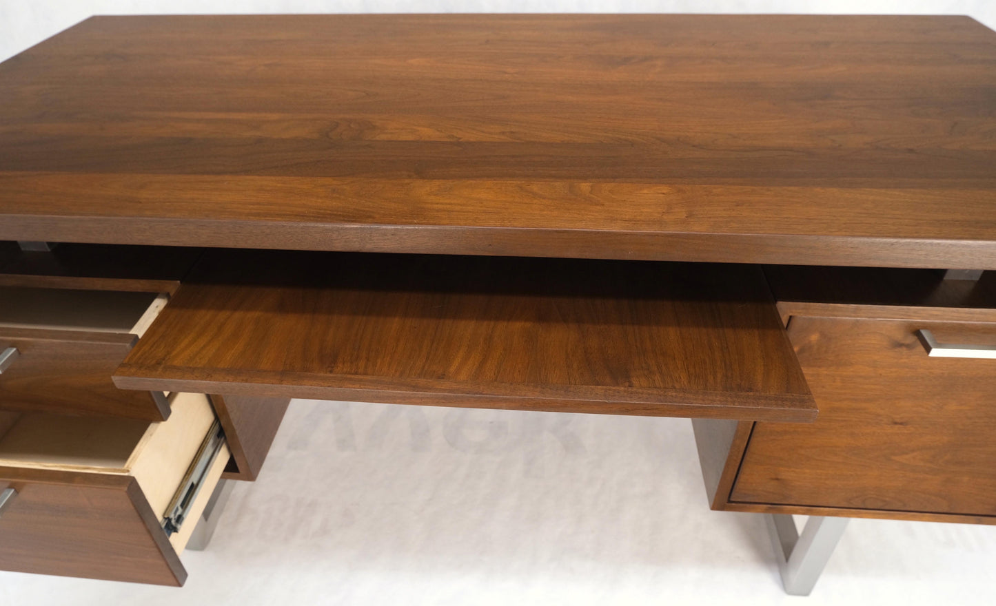 EstablishedLines Solid Walnut Mid-Century Modern Floating Top All Restored Desk Table Mint!