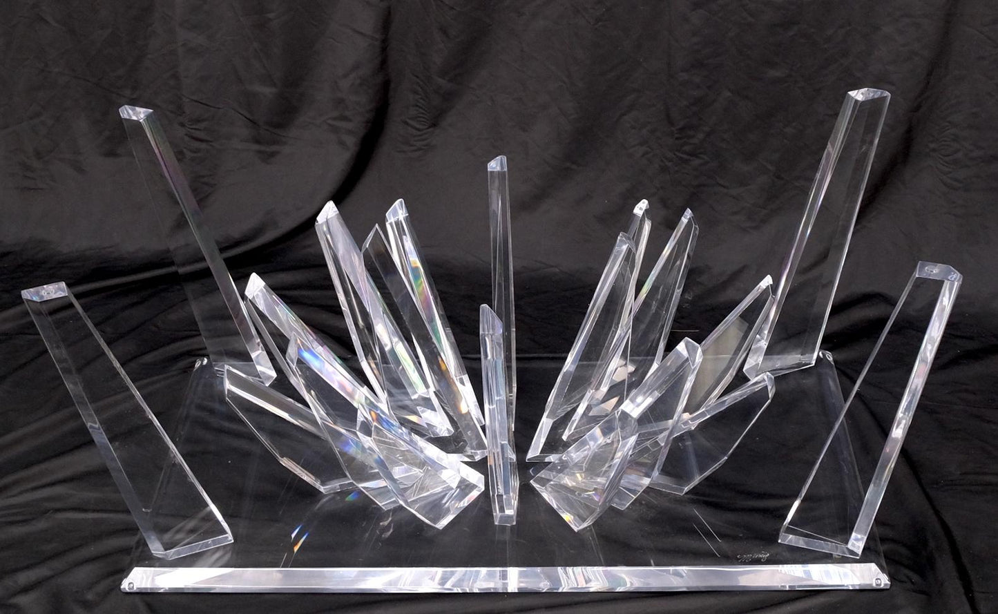 EstablishedLines Lucite "Ice Crystals" Base Rectangle Glass Top Mid-Century Modern Coffee Table