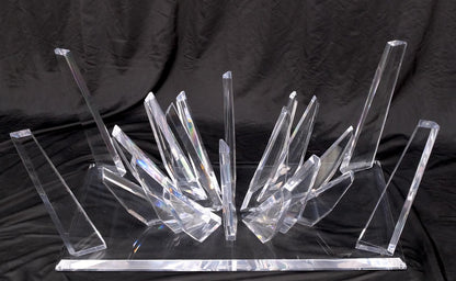 EstablishedLines Lucite "Ice Crystals" Base Rectangle Glass Top Mid-Century Modern Coffee Table