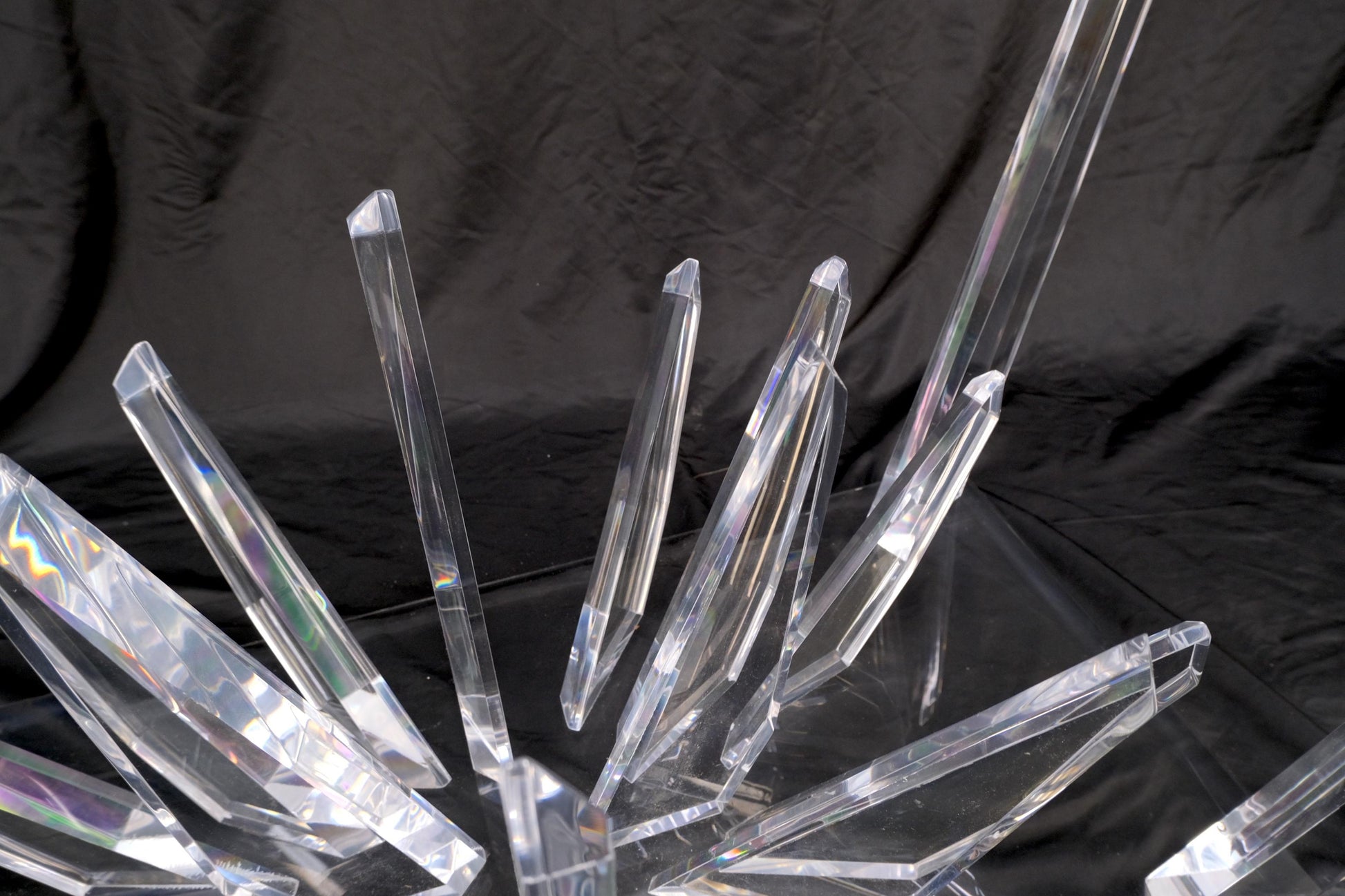 EstablishedLines Lucite "Ice Crystals" Base Rectangle Glass Top Mid-Century Modern Coffee Table