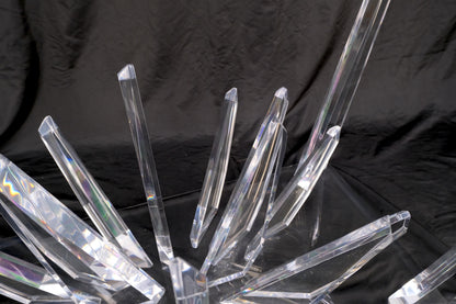 EstablishedLines Lucite "Ice Crystals" Base Rectangle Glass Top Mid-Century Modern Coffee Table