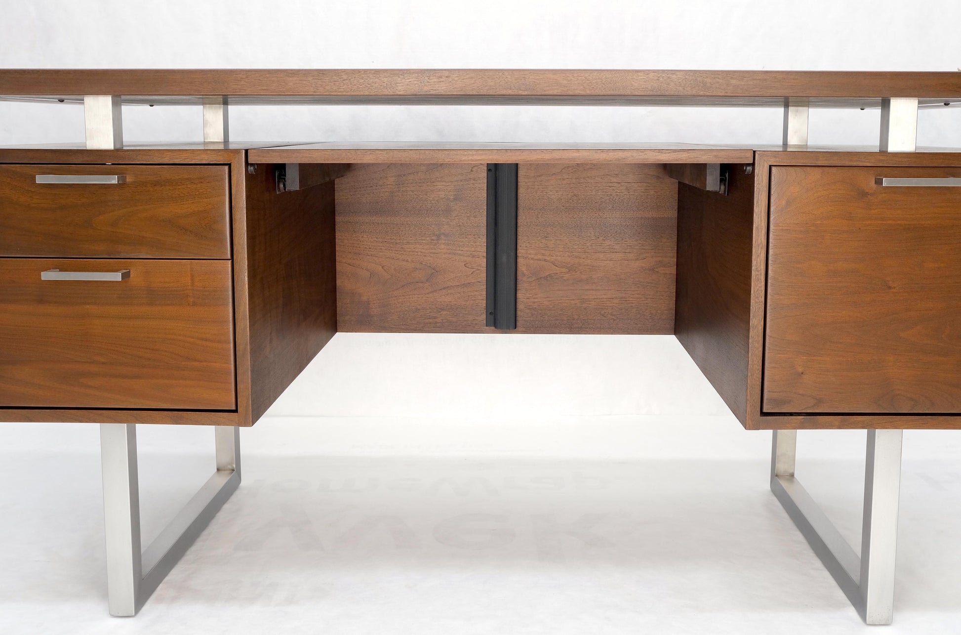 EstablishedLines Solid Walnut Mid-Century Modern Floating Top All Restored Desk Table Mint!