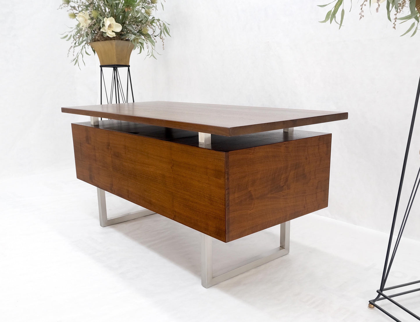 EstablishedLines Solid Walnut Mid-Century Modern Floating Top All Restored Desk Table Mint!