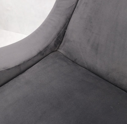 EstablishedLines Pair Italian Mid-Century Modern Brass Legs Grey Arm Lounge Chairs