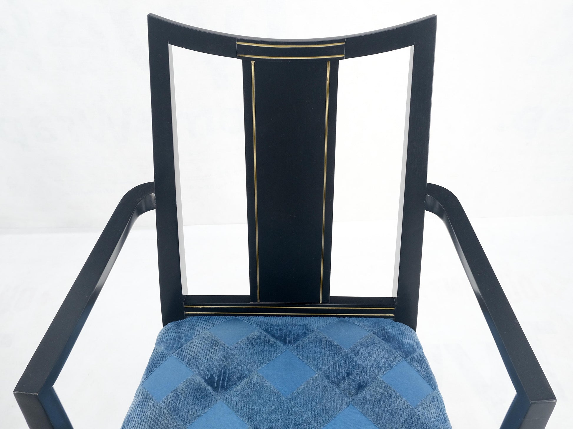 EstablishedLines Black Lacquer Gold Ornament Decorated 6 Chairs 2 Leaves Dining Table Set MINT!